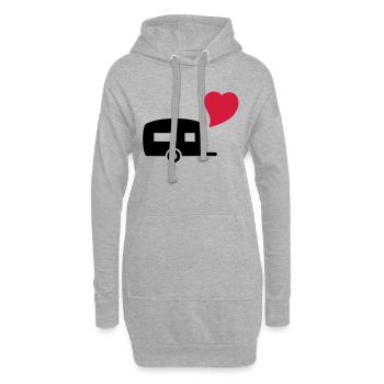 camping_love - Sweat-shirt à capuche long Femme - gris chiné - Devant