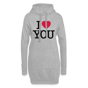 ich hab dich lieb - Hoodie-Kleid - Grau meliert - Vorne