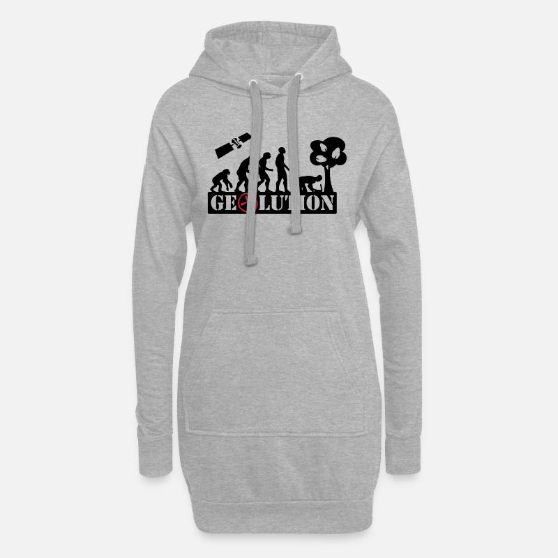 Geolution - 2color - 2O12 - Sweat-shirt à capuche long Femme - gris chiné