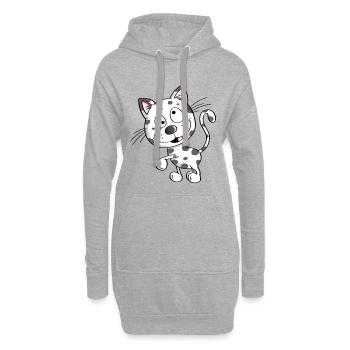 Knuffige Katze - Katzen - Kater - Stubentiger - Hoodie-Kleid - Grau meliert - Vorne