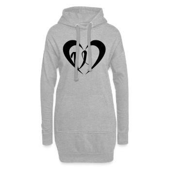 Coeur avec V - Sweat-shirt à capuche long Femme - gris chiné - Devant