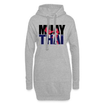 Muay thai logo full Boxe thailandaise - Sweat-shirt à capuche long Femme - gris chiné - Devant