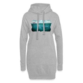Megalodon Below Boat Under Water Great White Shark - Hoodie-Kleid - Grau meliert - Vorne
