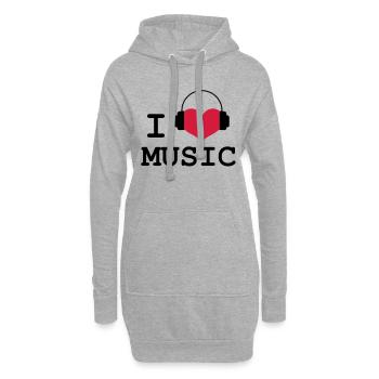 I Love Music ! - Sweat-shirt à capuche long Femme - gris chiné - Devant