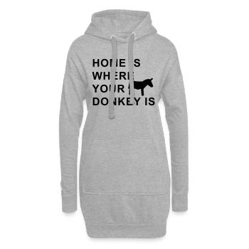 home is where your donkey is - Sweat-shirt à capuche long Femme - gris chiné - Devant