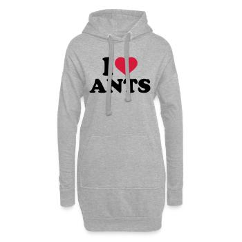 I love Ants - Sweat-shirt à capuche long Femme - gris chiné - Devant