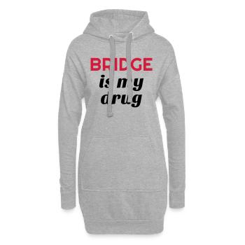 bridge / bridgeur / bridgeuse / cartes - Sweat-shirt à capuche long Femme - gris chiné - Devant