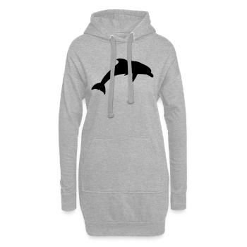 silhouette de dauphin - Sweat-shirt à capuche long Femme - gris chiné - Devant