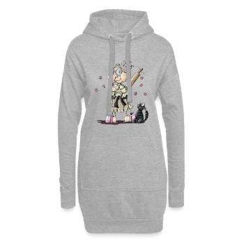 Oma schlägt alle - Hoodie-Kleid - Grau meliert - Vorne
