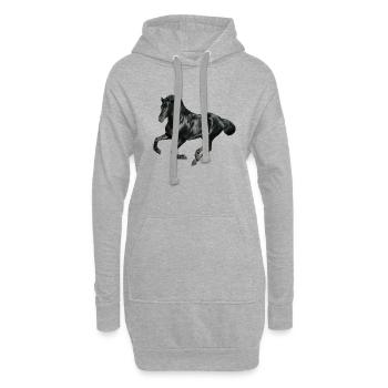 Pferd - Hoodie-Kleid - Grau meliert - Vorne