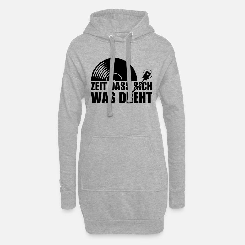 Dreht DJ Spruch Geschenk Techno Rave - Hoodie-Kleid - Grau meliert