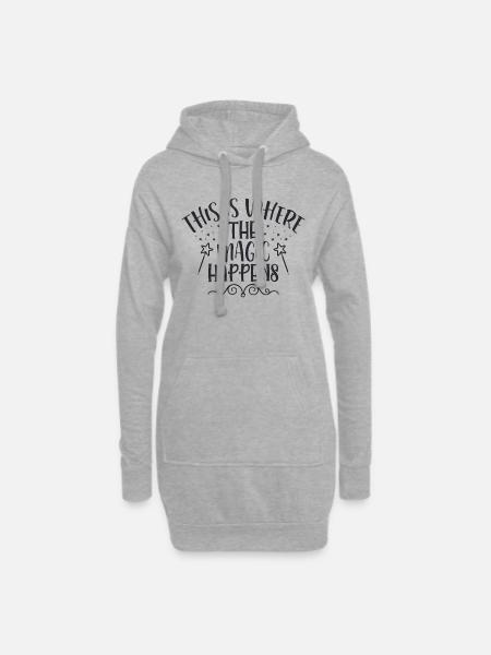 Hier ist die Magie - Hoodie-Kleid - Grau meliert