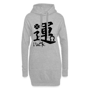 Das Wort Glück auf Japanisch (schwarz) - Hoodie-Kleid - Grau meliert - Vorne