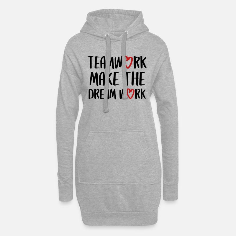 teamwork dream work Teamgeist Team Spruch - Hoodie-Kleid - Grau meliert