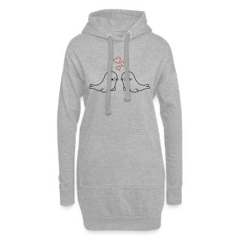 seehunde verliebt - Hoodie-Kleid - Grau meliert - Vorne