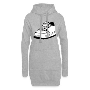 Sneaker noir - Sweat-shirt à capuche long Femme - gris chiné - Devant