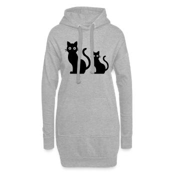 cat family - Hoodie-Kleid - Grau meliert - Vorne
