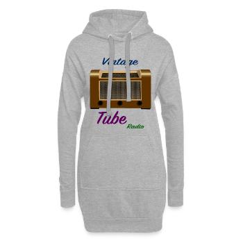 altes Röhrenradio - Hoodie-Kleid - Grau meliert - Vorne
