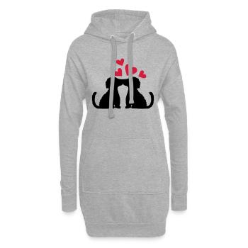 Pärchen küssende verliebte Hunde - Hoodie-Kleid - Grau meliert - Vorne