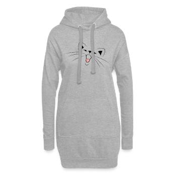Katze - Hoodie-Kleid - Grau meliert - Vorne