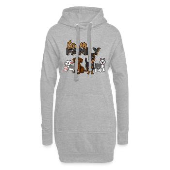 équipe famille chien sport chien famille valeurs animal - Sweat-shirt à capuche long Femme - gris chiné - Devant