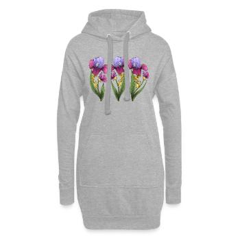 Fleur - Sweat-shirt à capuche long Femme - gris chiné - Devant