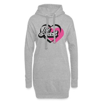 Kosename Hasi Herz - Hoodie-Kleid - Grau meliert - Vorne