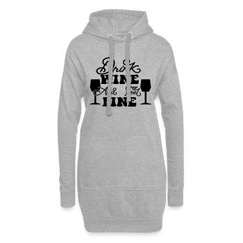 Drink Wine and Feel Fine - Hoodie-Kleid - Grau meliert - Vorne