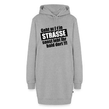Geht auf die Straße - Hoodie-Kleid - Grau meliert - Vorne