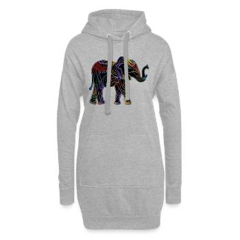 Éléphant - Sweat-shirt à capuche long Femme - gris chiné - Devant