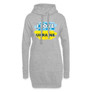 Ich liebe die Ukraine - Hoodie-Kleid - Grau meliert - Vorne