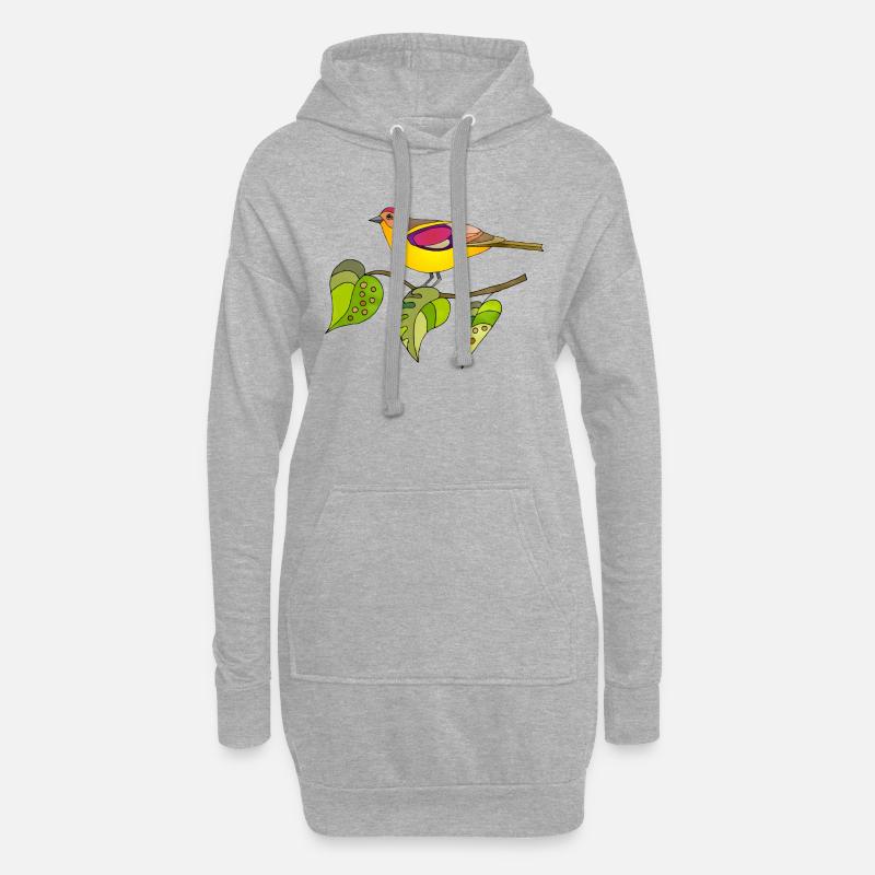 Vogel - Hoodie-Kleid - Grau meliert