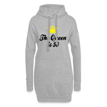 50e anniversaire - Sweat-shirt à capuche long Femme - gris chiné - Devant