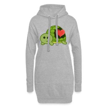 Un cœur pour les tortues - Sweat-shirt à capuche long Femme - gris chiné - Devant