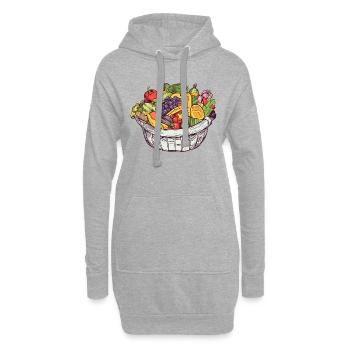 Un panier rempli de légumes et de fruits, transparent - Sweat-shirt à capuche long Femme - gris chiné - Devant