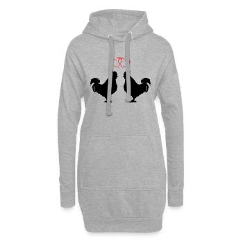 L’amour du coq - Sweat-shirt à capuche long Femme - gris chiné - Devant