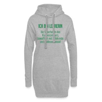 Lehrerin - Die Superheldin des Klassenzimmers! - Hoodie-Kleid - Grau meliert - Vorne