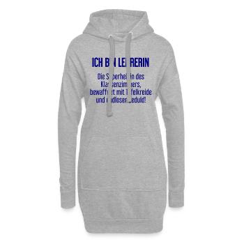 Lehrerin - Die Superheldin des Klassenzimmers! - Hoodie-Kleid - Grau meliert - Vorne