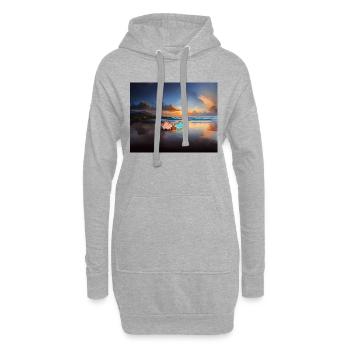 hugadino, Dinos am Strand, süßer Dinosaurier - Hoodie-Kleid - Grau meliert - Vorne