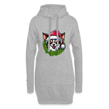 Mode de Noël et Chihuahua pour les amoureux des chiens - Sweat-shirt à capuche long Femme - gris chiné - Devant