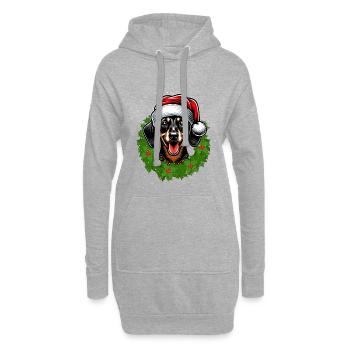 Weihnachten & Dackel | Festlich für Hundefreunde - Hoodie-Kleid - Grau meliert - Vorne