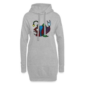 Anglerfisch - Hoodie-Kleid - Grau meliert - Vorne