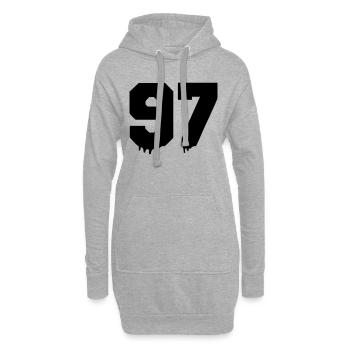 97 - Sweat-shirt à capuche long Femme - gris chiné - Devant