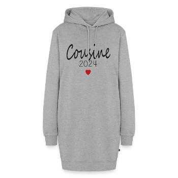 cousine - futur cousine 2024 - Sweat-shirt à capuche long Femme - gris chiné - Devant