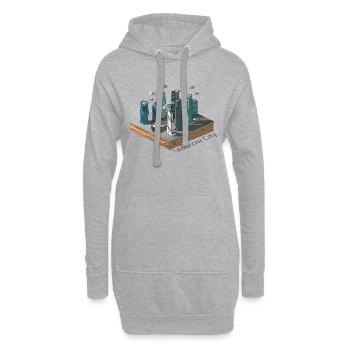 Geometrisches Low-Poly - Hoodie-Kleid - Grau meliert - Vorne