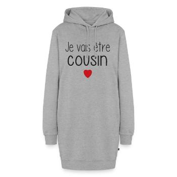 Ich werde Cousin - Herz - Hoodie-Kleid - Grau meliert - Vorne