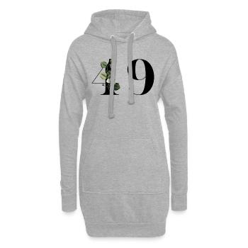 Nummer 49 Grüne Blumen - 49. Blumengeburtstag - Hoodie-Kleid - Grau meliert - Vorne