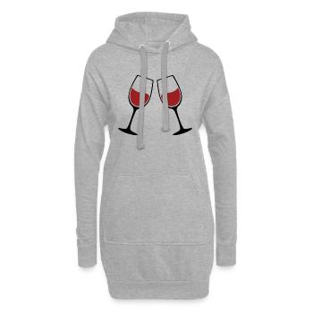 Weingläser Silhouette - Hoodie-Kleid - Grau meliert - Vorne