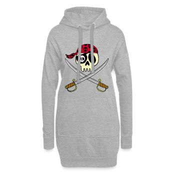 Tête de mort pirate - Sweat-shirt à capuche long Femme - gris chiné - Devant