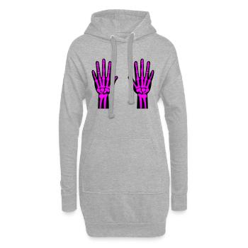 Mains Squelette 02 - Sweat-shirt à capuche long Femme - gris chiné - Devant